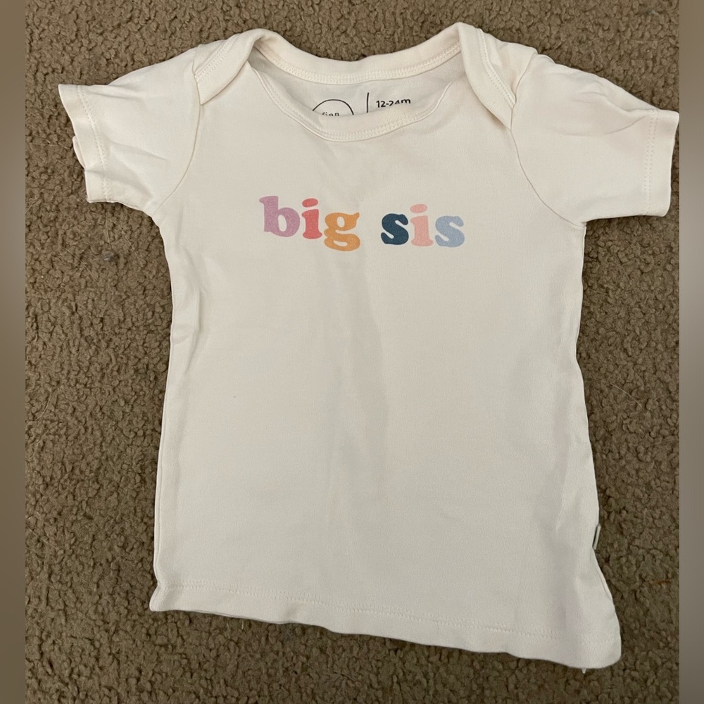 Finn + Emma, “big sis” 12-24 months t-shirt, gently used.